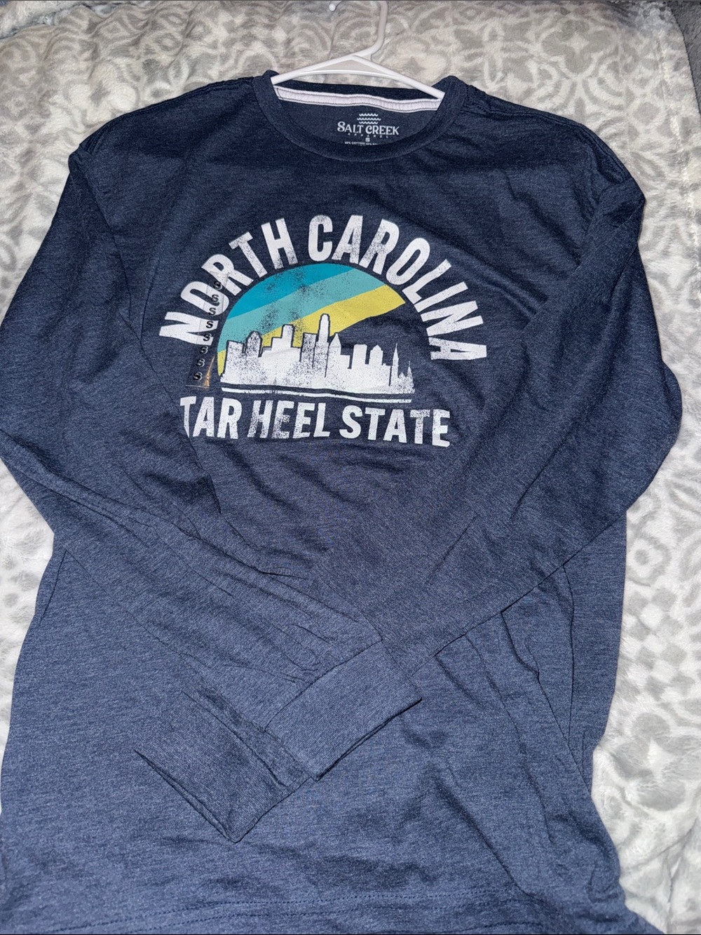 Salt Creek North Carolina Tar Heel State Long Sleeve Tee - Navy